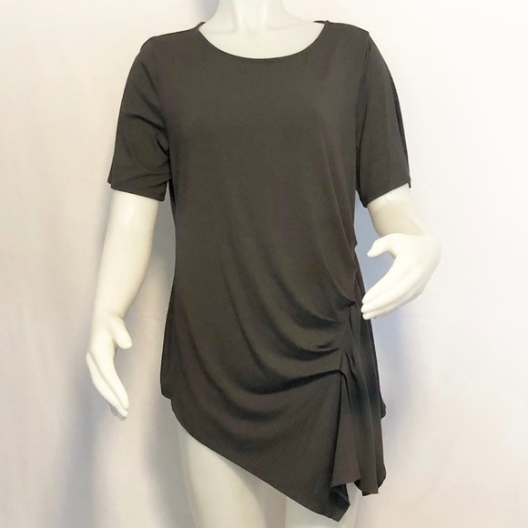 Soft Surroundings Tops - Soft Surroundings Gray Stretch Asymmetric Hem Top